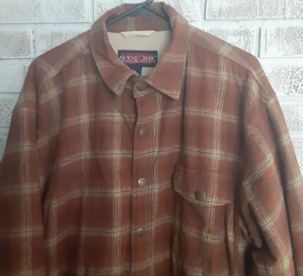 Moose Creek Flannel/Faux Shearling Jacket sz XL Warmth